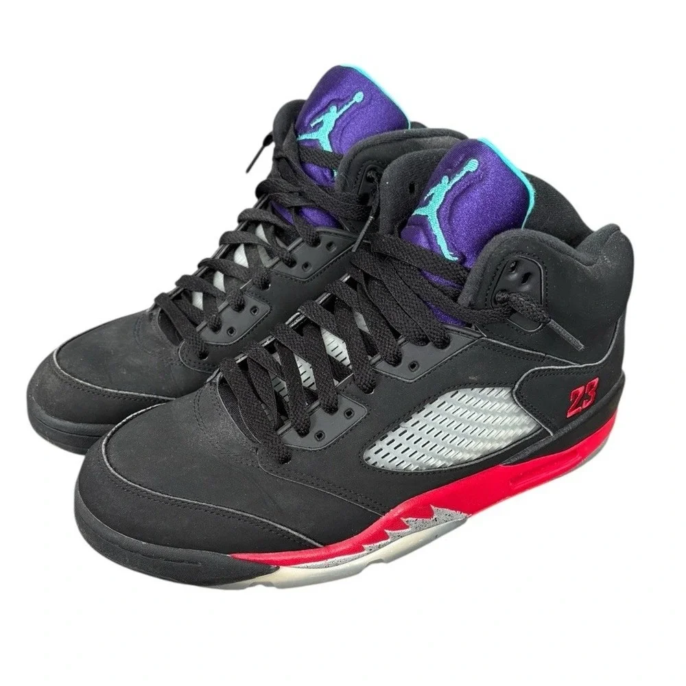 Air Jordan 5 Retro Sneaker Fire Red‎ Metallic Grape Men's Size 9 - Picture 2 of 11